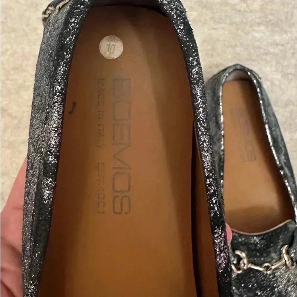 Boemos Italy Silver Metallic Suede Leather Loafer Flats Slip On Womens size 10 - Picture 5 of 15